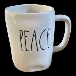 Rae Dunn PEACE Mug Ceramic Ivory Off-white  Artesian collection Pottery